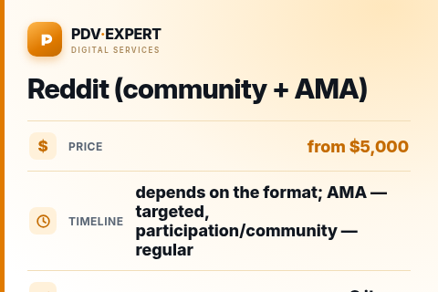 Reddit (community + AMA) — price, timeline & scope