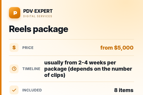 Reels package — price, timeline & scope