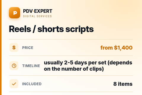 Reels / shorts scripts — price, timeline & scope