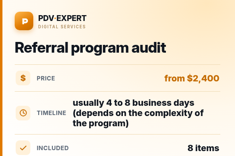 Referral program audit — price, timeline & scope