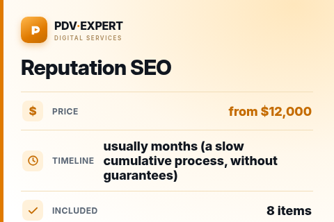 Reputation SEO — price, timeline & scope