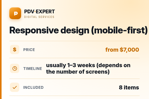 Responsive design (mobile-first) — price, timeline & scope