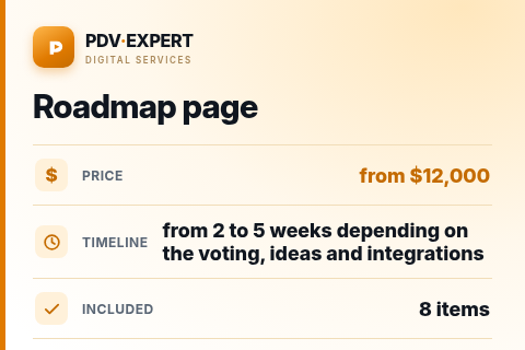 Roadmap page — price, timeline & scope