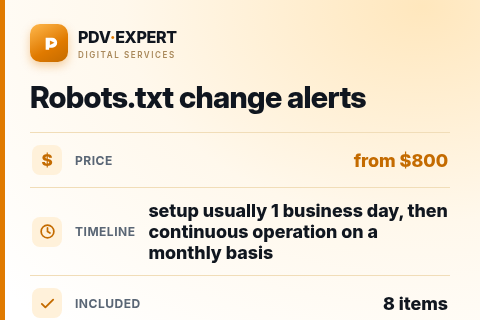 Robots.txt change alerts — price, timeline & scope
