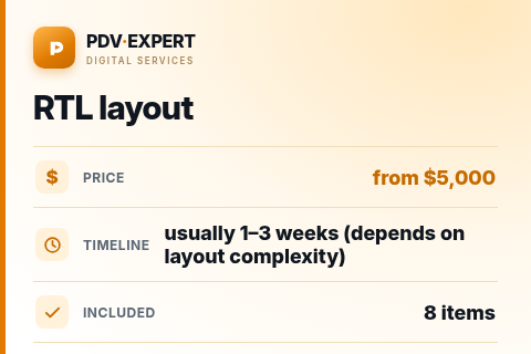 RTL layout — price, timeline & scope
