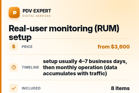 Real-user monitoring (RUM) setup — price, timeline & scope