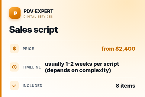 Sales script — price, timeline & scope
