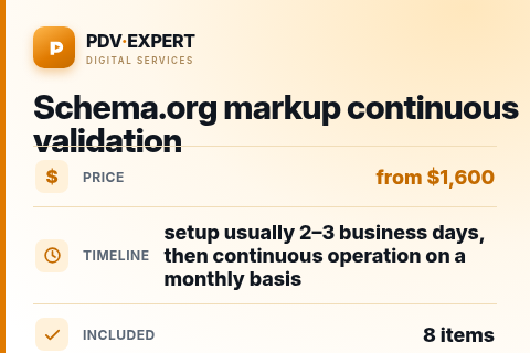 Schema.org markup continuous validation — price, timeline & scope