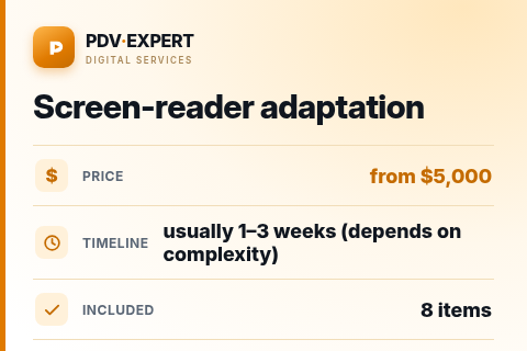 Screen-reader adaptation — price, timeline & scope
