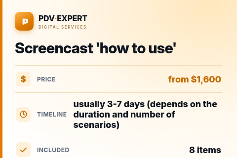 Screencast 'how to use' — price, timeline & scope