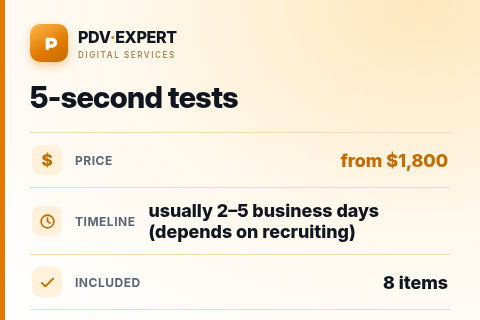 5-second tests — price, timeline & scope