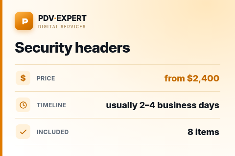 Security headers — price, timeline & scope