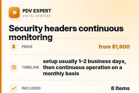 Security headers continuous monitoring — price, timeline & scope