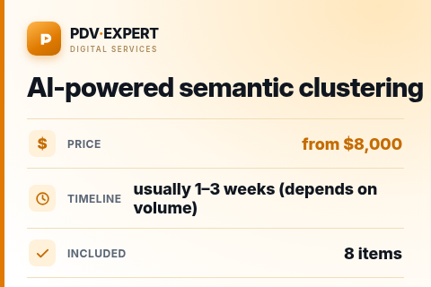 AI-powered semantic clustering — price, timeline & scope