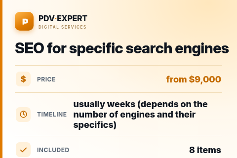 SEO for specific search engines — price, timeline & scope