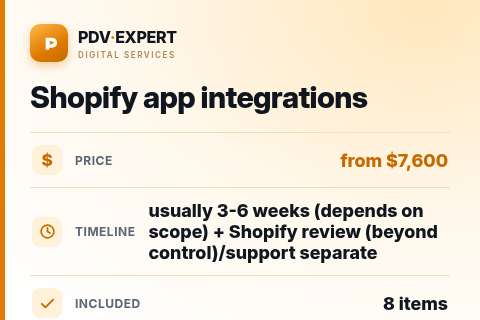 Shopify app integrations — price, timeline & scope