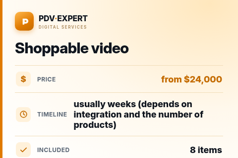 Shoppable video — price, timeline & scope
