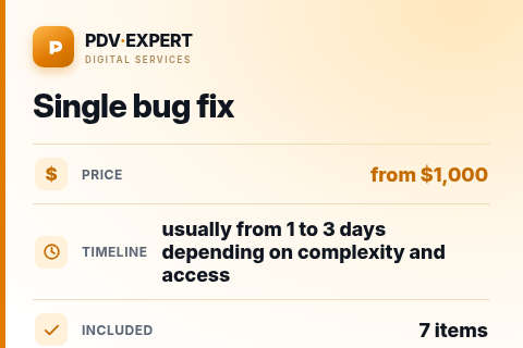 Single bug fix — price, timeline & scope
