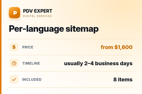 Per-language sitemap — price, timeline & scope