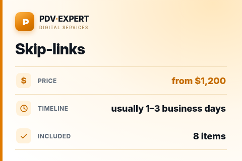 Skip-links — price, timeline & scope