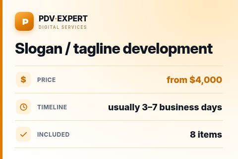 Slogan / tagline development — price, timeline & scope