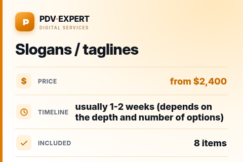 Slogans / taglines — price, timeline & scope