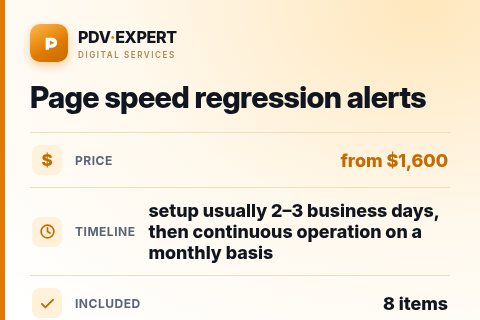 Page speed regression alerts — price, timeline & scope