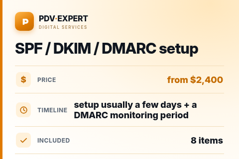 SPF / DKIM / DMARC setup — price, timeline & scope