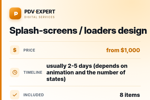 Splash-screens / loaders design — price, timeline & scope