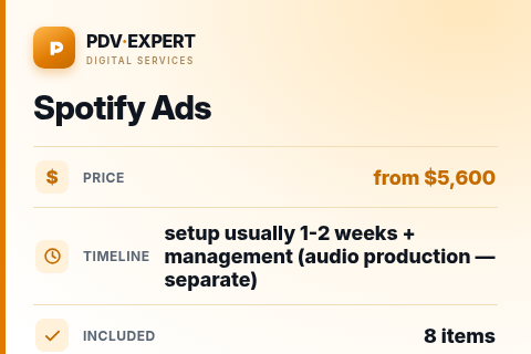Spotify Ads — price, timeline & scope