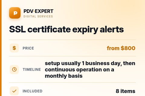 SSL certificate expiry alerts — price, timeline & scope