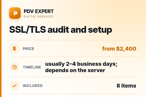 SSL/TLS audit and setup — price, timeline & scope