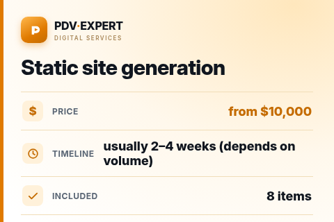 Static site generation — price, timeline & scope