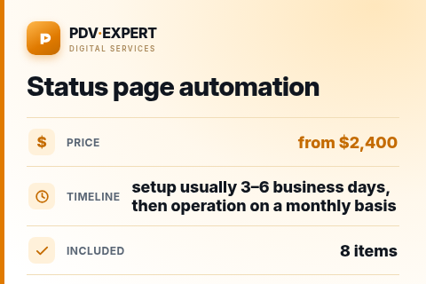 Status page automation — price, timeline & scope