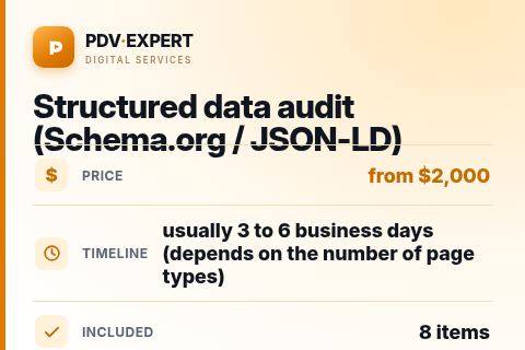 Structured data audit (Schema.org / JSON-LD) — price, timeline & scope