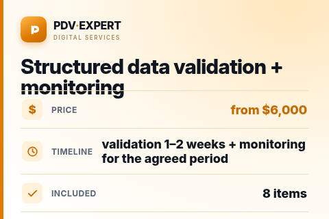 Structured data validation + monitoring — price, timeline & scope