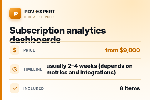 Subscription analytics dashboards — price, timeline & scope