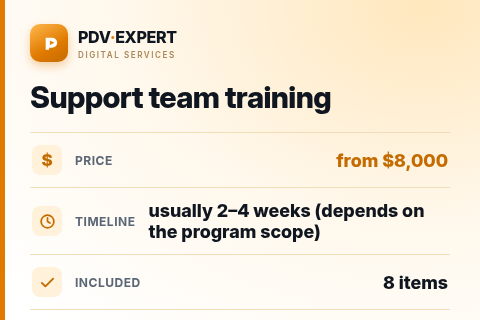 Support team training — price, timeline & scope