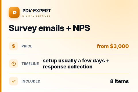 Survey emails + NPS — price, timeline & scope