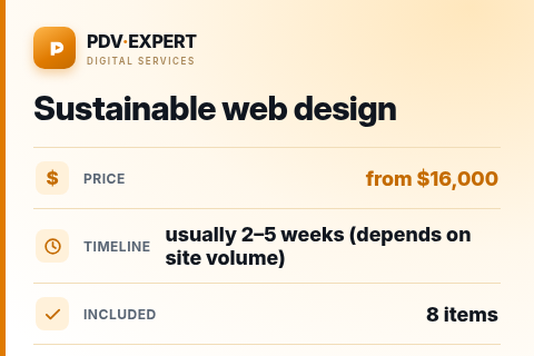 Sustainable web design — price, timeline & scope