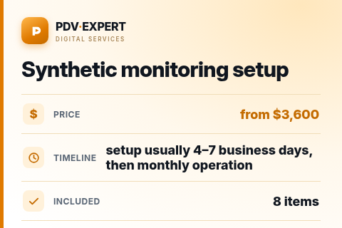 Synthetic monitoring setup — price, timeline & scope