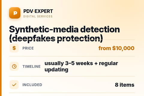 Synthetic-media detection (deepfakes protection) — price, timeline & scope