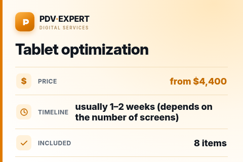 Tablet optimization — price, timeline & scope