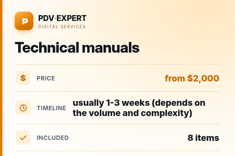 Technical manuals — price, timeline & scope