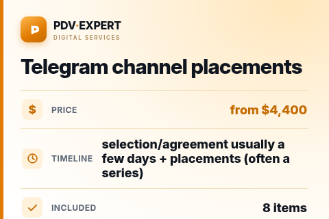 Telegram channel placements — price, timeline & scope