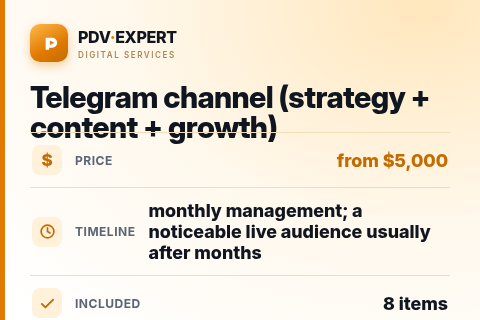 Telegram channel (strategy + content + growth) — price, timeline & scope