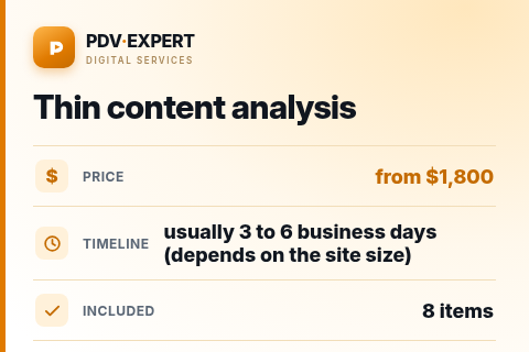 Thin content analysis — price, timeline & scope