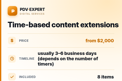 Time-based content extensions — price, timeline & scope