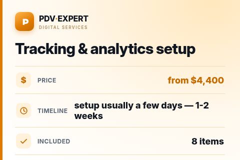 Tracking & analytics setup — price, timeline & scope