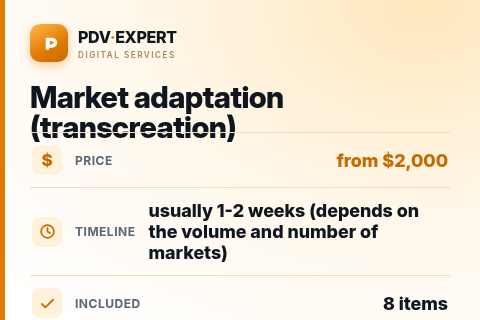 Market adaptation (transcreation) — price, timeline & scope